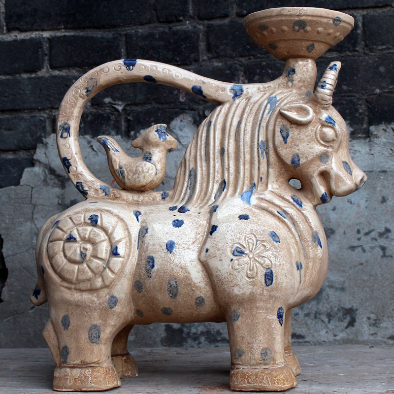 唐三彩陶瓷燈臺 仿古工藝點(diǎn)亮家居藝術(shù)
